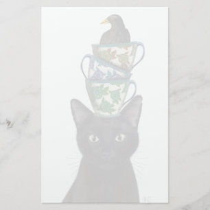 Papeterie Chat noir avec Teacups et Blackbird