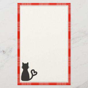 Papeterie Chat noir sur plaque rouge