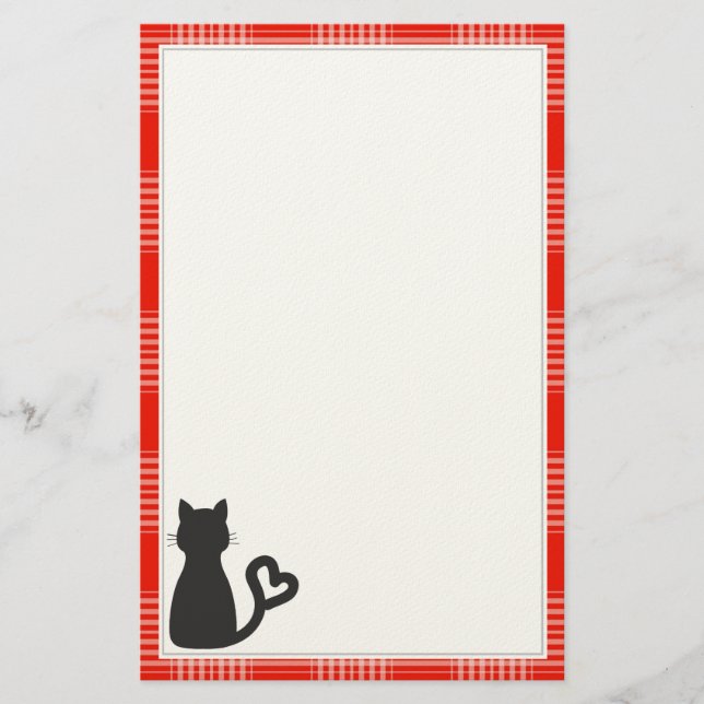 Papeterie Chat noir sur plaque rouge (Devant)