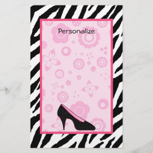 Papeterie Chaussures Tendance Zebra Girly Rose Avec Nom