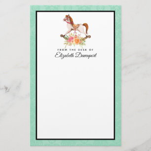 Papeterie Cheval à roche vintage avec Bouquet floral