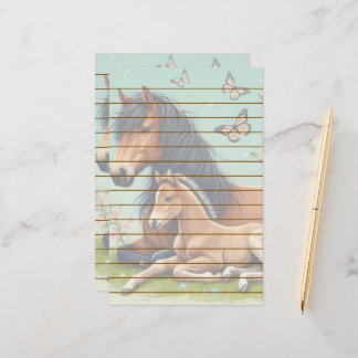 Papeterie Cheval et poulain se reposant dans un cadre printa
