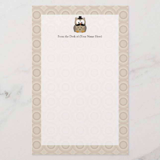 Papeterie Chevêche avec Moustache et Casquette (Devant)