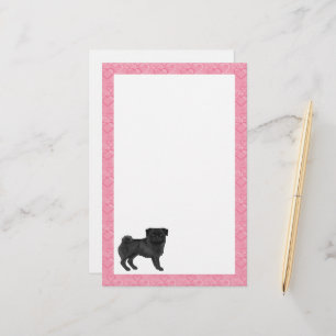 Papeterie Chien Carlin Noir Dessin Animé Tasse Éponges Motif