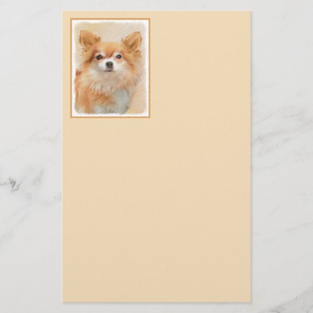 Papeterie Chihuahua Peinture de Chien à long Haired Art orig (Devant)