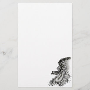 Papeterie Chine Dragon, noir et blanc Design en Tattoostyl