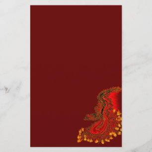 Papeterie Chine Dragon rouge et or design