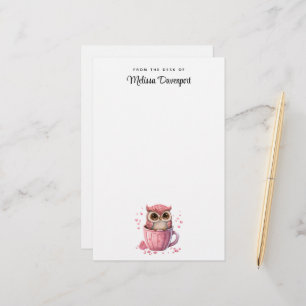 Papeterie Chouette rose mignonne en coupe