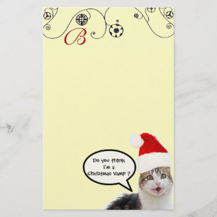 Papeterie CHRISTMAS CHAT AVEC SANTA CLAUS CASQUETTE Monogram
