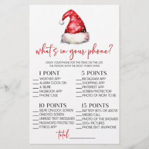 Papeterie Christmas What's In Your Phone Baby shower Jeu