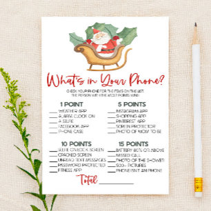Papeterie Christmas What's In Your Phone Baby shower Jeu