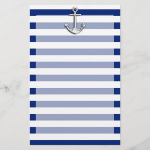 Papeterie Chrome Anchor on Navy Stripes