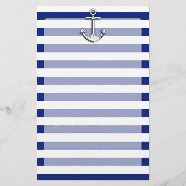 Papeterie Chrome Anchor on Navy Stripes (Devant)