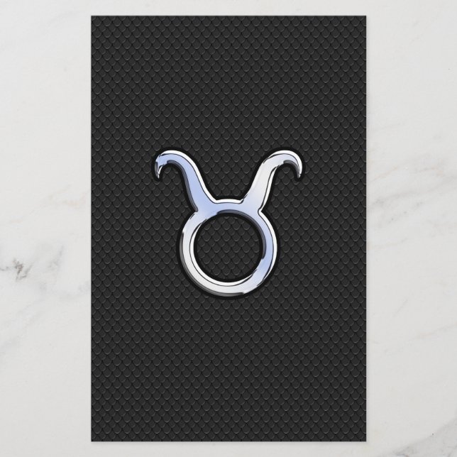 Papeterie Chrome Argent Comme Taurus signe Zodiac (Devant)
