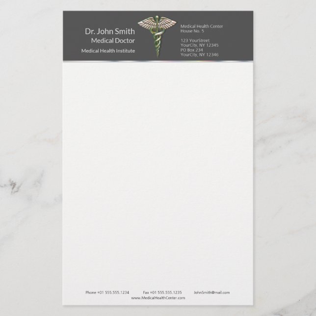 Papeterie Chrome Holographique 3D Caducée Médical (Devant)