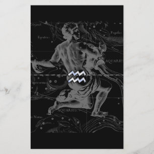 Papeterie Chrome Style Aquarius Symbole Zodiaque sur Heveliu