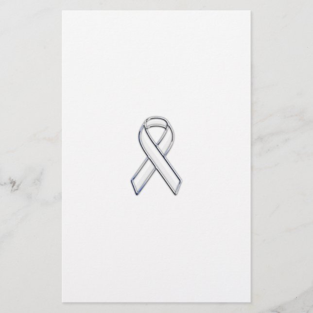 Papeterie Chrome Style White Ribbon Awareness (Devant)