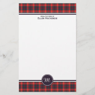 Papeterie Clan Fraser de monogramme moderne de tartan de