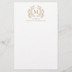 Papeterie Classic Vintage or Floral Vintage Crest Monogramme