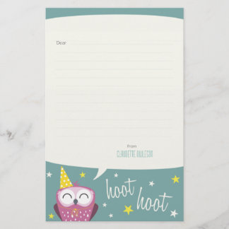 Papeterie Claudette le papier de note rayé par | de hibou de