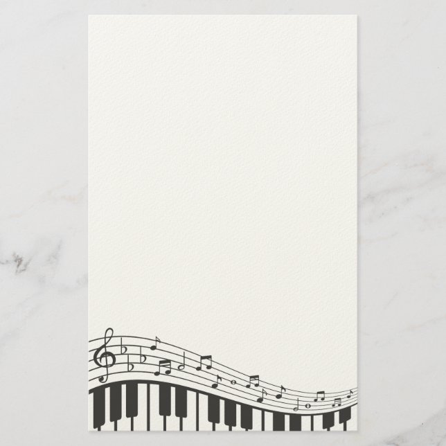 Papeterie Clavier de piano noir et blanc personnalisé. Ajout (Devant)
