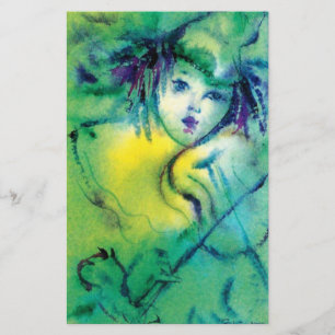 PAPETERIE CLOWN JOUANT DU VIOLIN EN JAUNE VERTE