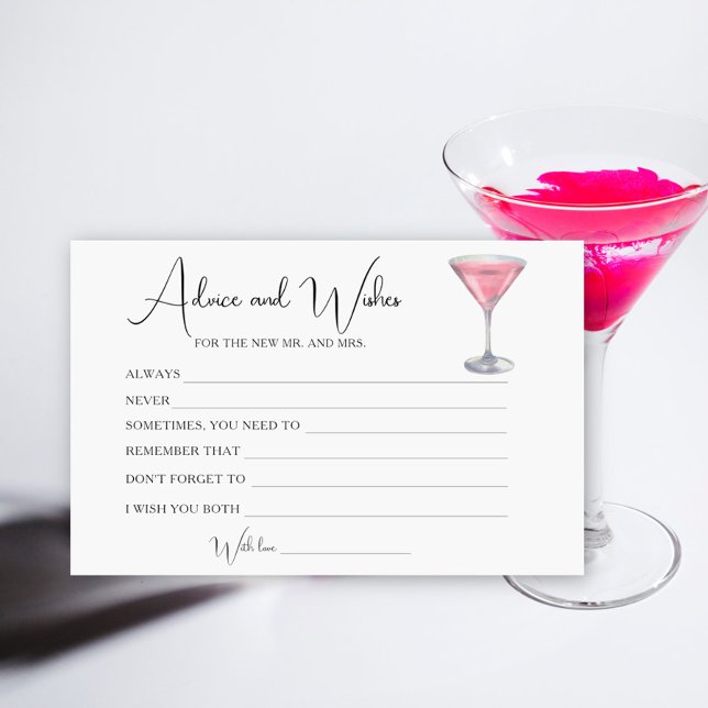 Papeterie Cocktail Bridal Shower Advice and Wishes (Créateur téléchargé)
