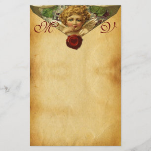 Papeterie CŒUR D'ANGE SCEAU DE CIRRE PARCHEMIN Monogramme Sa