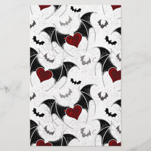 Papeterie Coeur d'Halloween avec ailes de chauve-souris noir