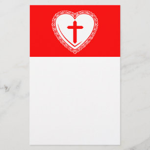 Papeterie Cœur gothique + Croix (Rouge + Blanc)