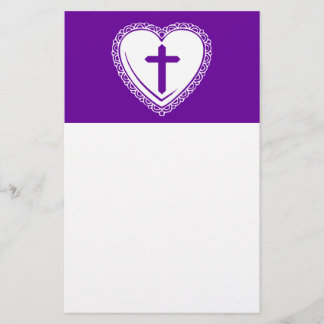 Papeterie Cœur gothique + Croix (Violet + Blanc)