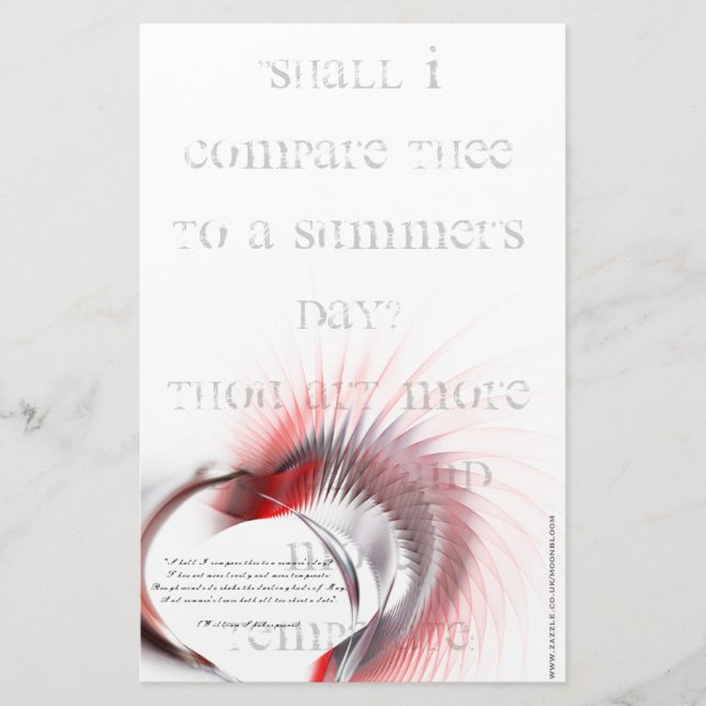 Papeterie Coeur métallique avec sonnet de Shakespeare 18 (Devant)