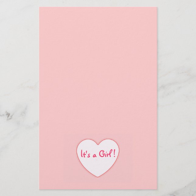 Papeterie Coeur rose c'est une fille (Devant)