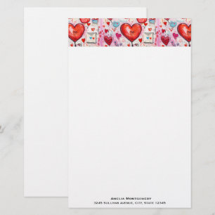Papeterie Coeurs lunaires et lettres d'amour Motif