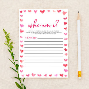 Papeterie Cœurs Qui suis-je ? Jeu de Baby Shower