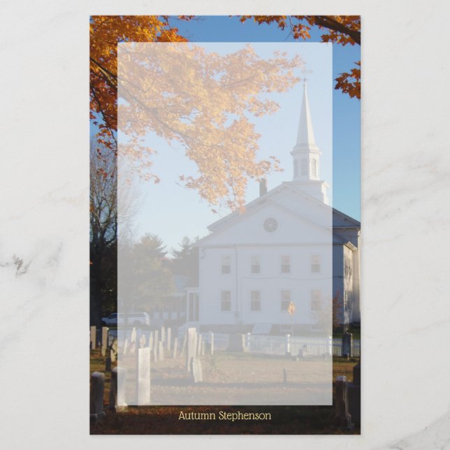 Papeterie Collier d'automne d'or avec église et cimetière (Devant)