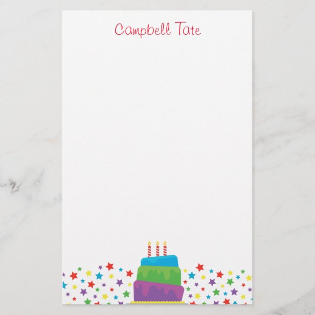 Papeterie Confetti Anniversaire Gâteau Stationery Personnali (Devant)