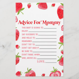 Papeterie Conseil aux fraises Berry Baby shower Activité de 