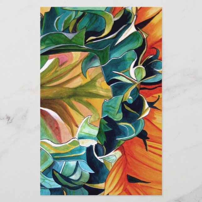 Papeterie Couleur de tournesol jaune peinture d'art original (Devant)