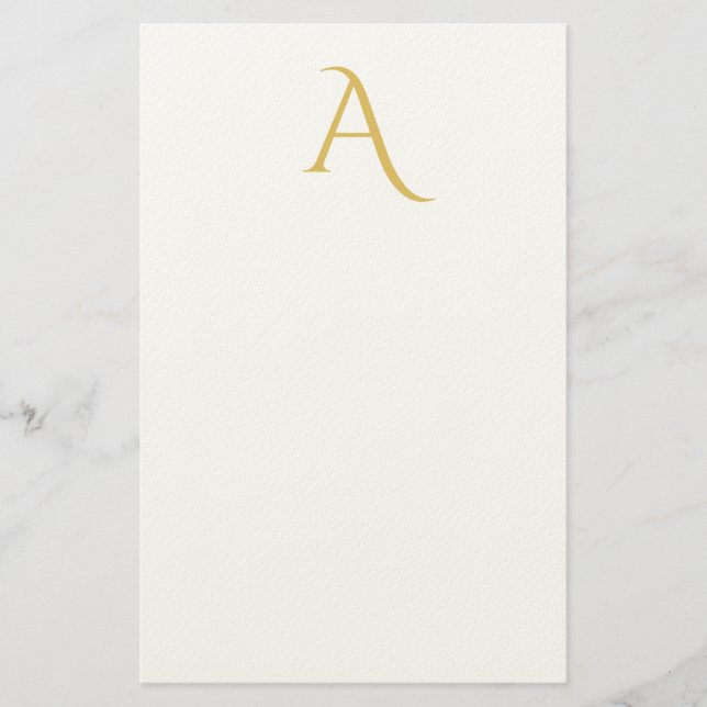 Papeterie Couleur Or Monogramme Initial Professionnel Blanc (Devant)