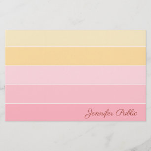 Papeterie Couleur rose jaune Harmonie écriture manuscrite No