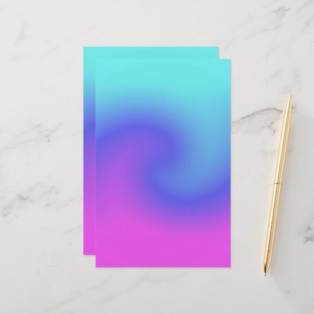Papeterie Couleurs douces Pastel Swirl rose bleu violet Aqua (Devant/Arrière en situation)