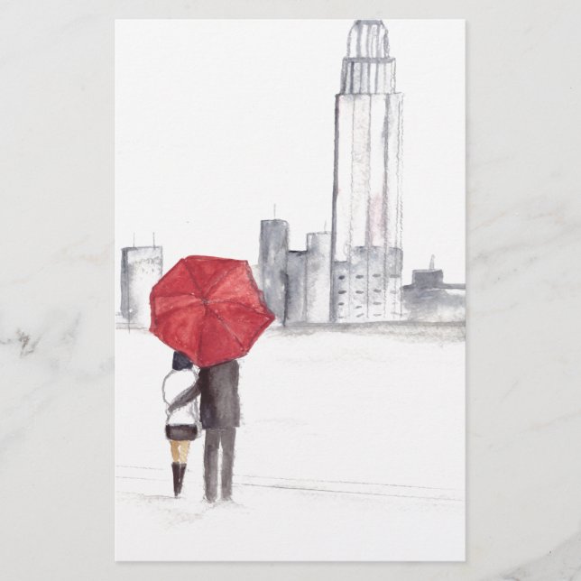 Papeterie Couple parapluie rouge New York cool à la mode bel (Devant)