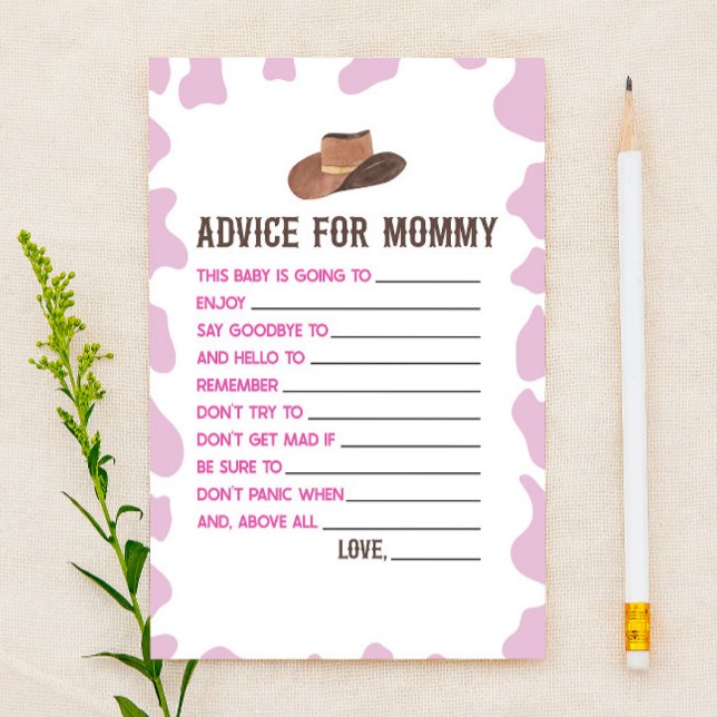 Papeterie Cowgirl Rodeo Conseils Baby shower Activité de jeu (Créateur téléchargé)