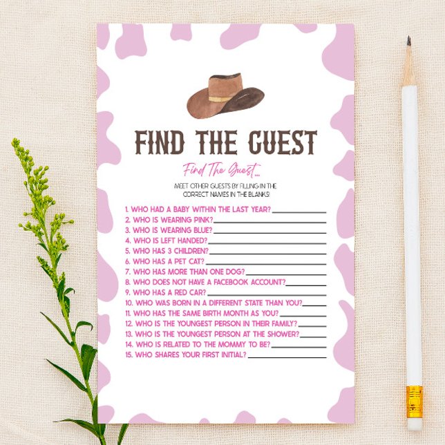 Papeterie Cowgirl Rodeo Trouvez Le Jeu Du Baby shower Invité (Créateur téléchargé)