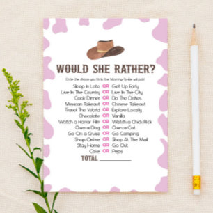 Papeterie Cowgirl Rodeo Voudrait-Elle Plutôt Baby shower Jeu