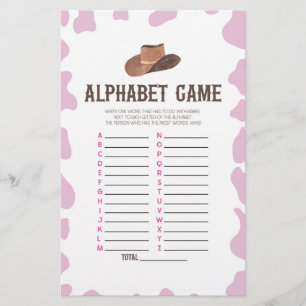 Papeterie Cowgirl Rodeo Western Alphabet Baby shower Jeu