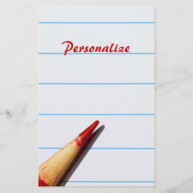 Papeterie Crayon De L'Enseignant Rouge Sur Papier Linqué Ave (Devant)