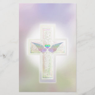 Papeterie Croix de Pastel avec les ailes du coeur et de l'an