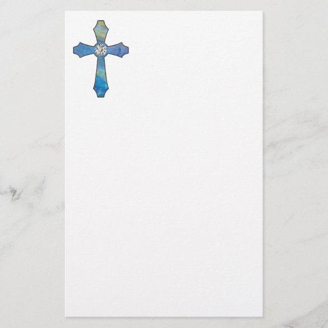 Papeterie Croix d'opale et de bijou de diamant stationnaire (Devant)